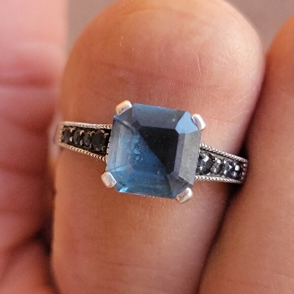 Designer SIRI USA 925 sterling silver asher cut topaz prong set with pave set da - Picture 1 of 16